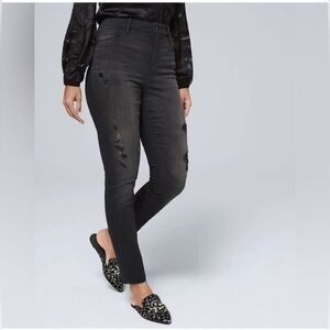 White House Black Market High-Rise Sequin Destructed Skinny Jeans Size 8 NWT